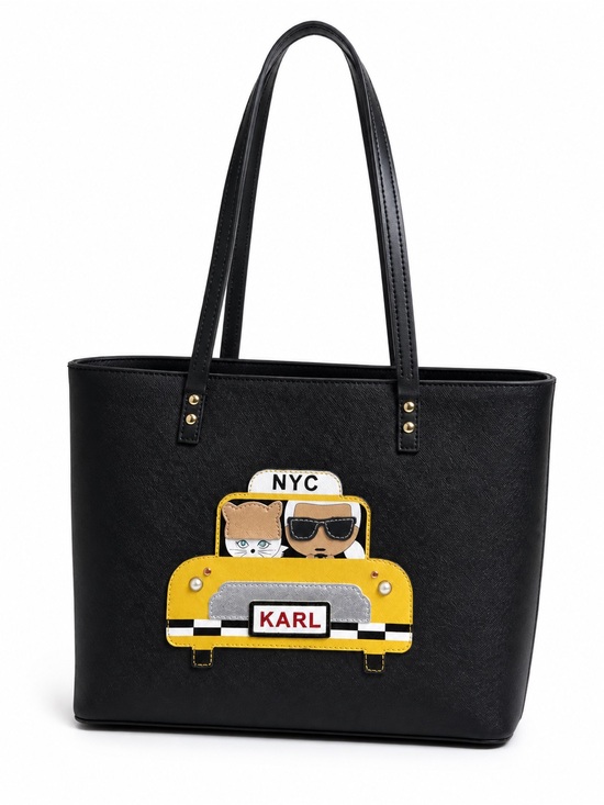 Karl Lagerfeld Handbags - Karl Lagerfeld Black Tote with Yellow Taxi Patch